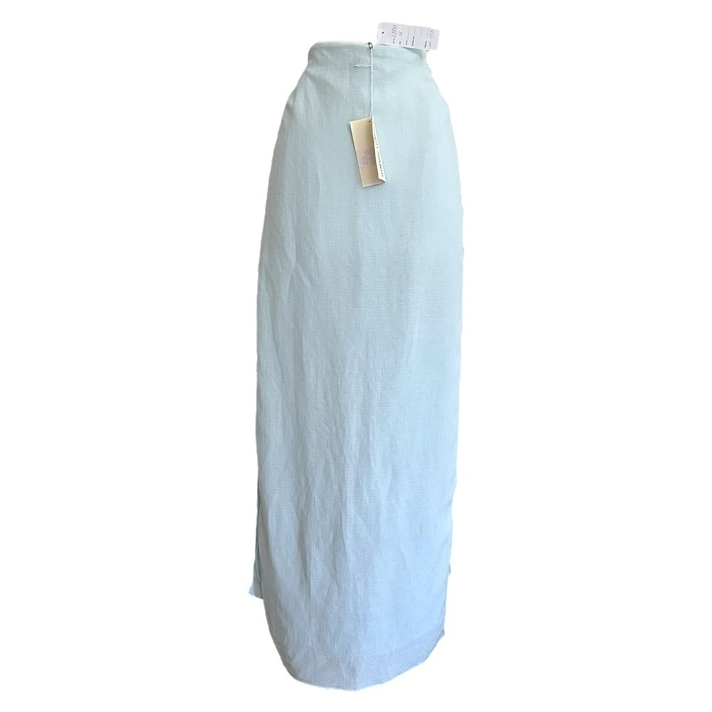Vintage Joseph Szigeti‎ Powder Blue Linen Blend Skirt Long Beachy Coastal Sz 12 - Picture 9 of 16